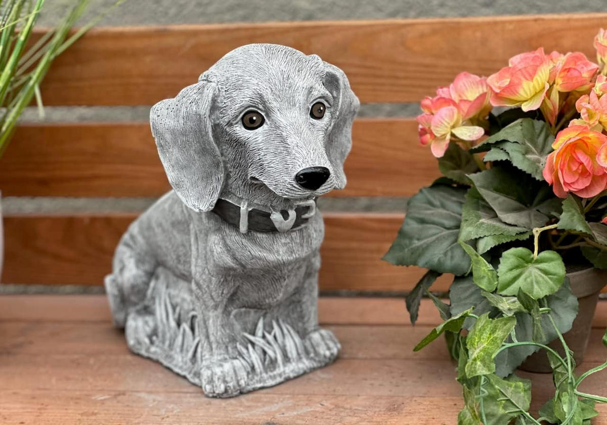 STEINFIGUR Dackel Waldemar frostfest Steinguss - Grau, Stein (12/25/30cm) - stoneandstyle