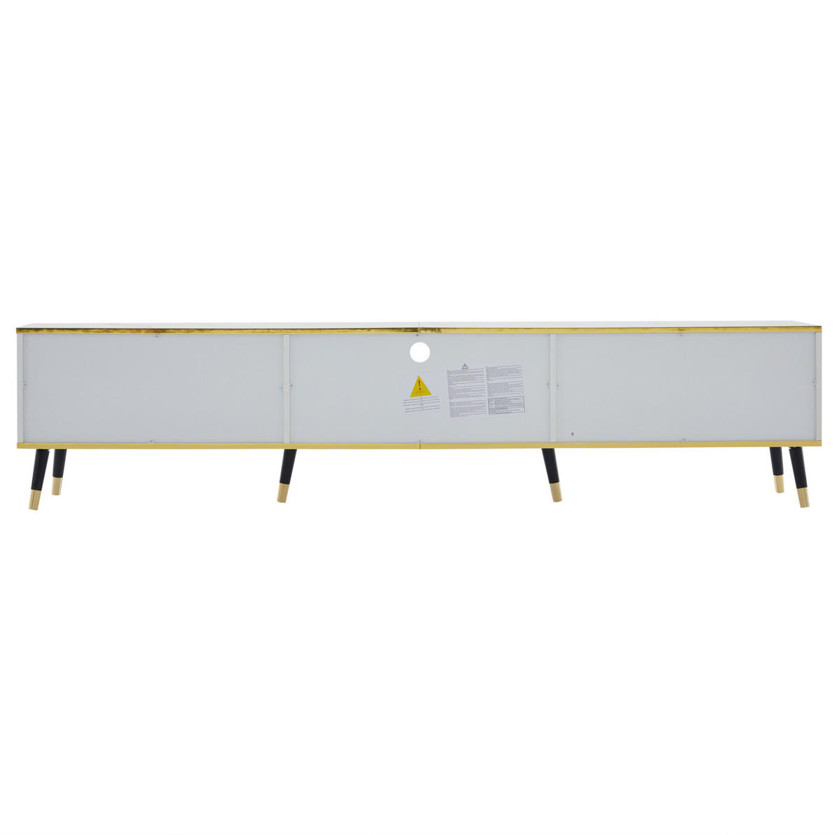 LOWBOARD 200/40/46 cm aus Spanplatte mit Marmoroptik und Kabelmanagement Weiß - Weiß, Holzwerkstoff (200/46/40cm) - Modenvie