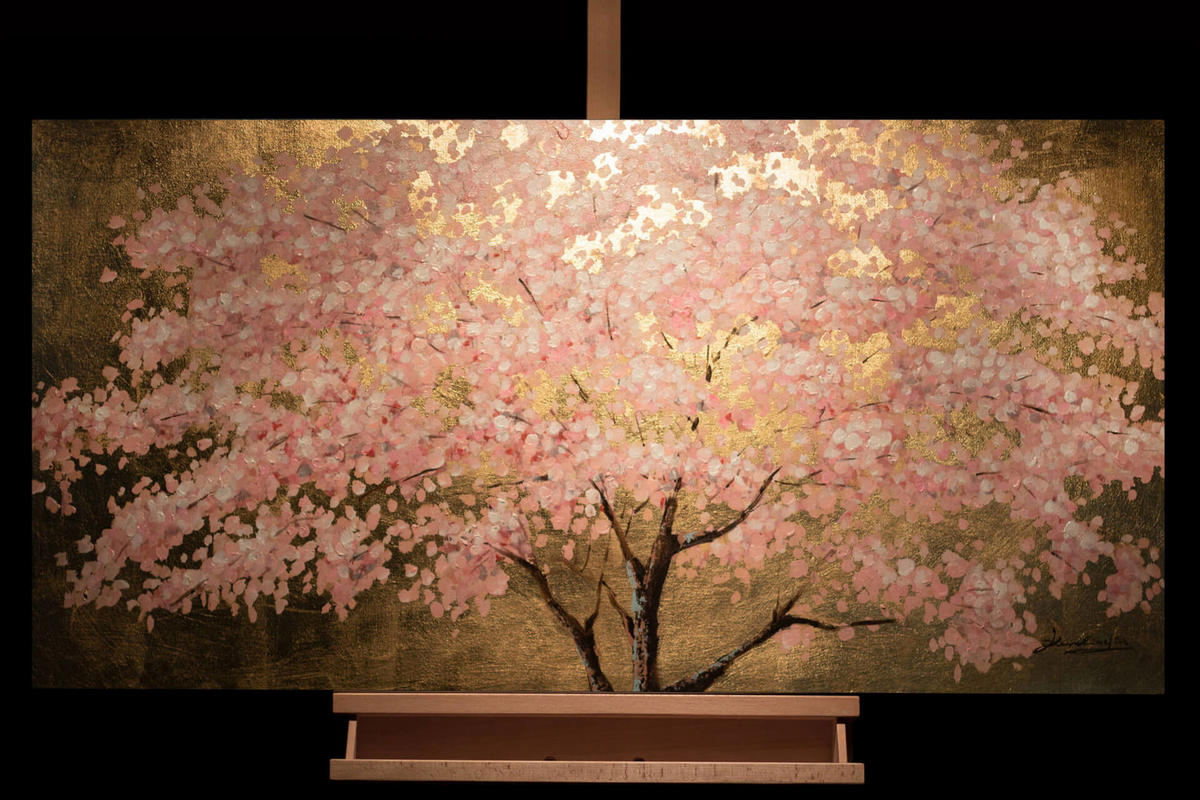 ÖLGEMÄLDE 120/60 cm - Pink/Braun, Holz/Textil (1.88/60cm) - KUNSTLOFT
