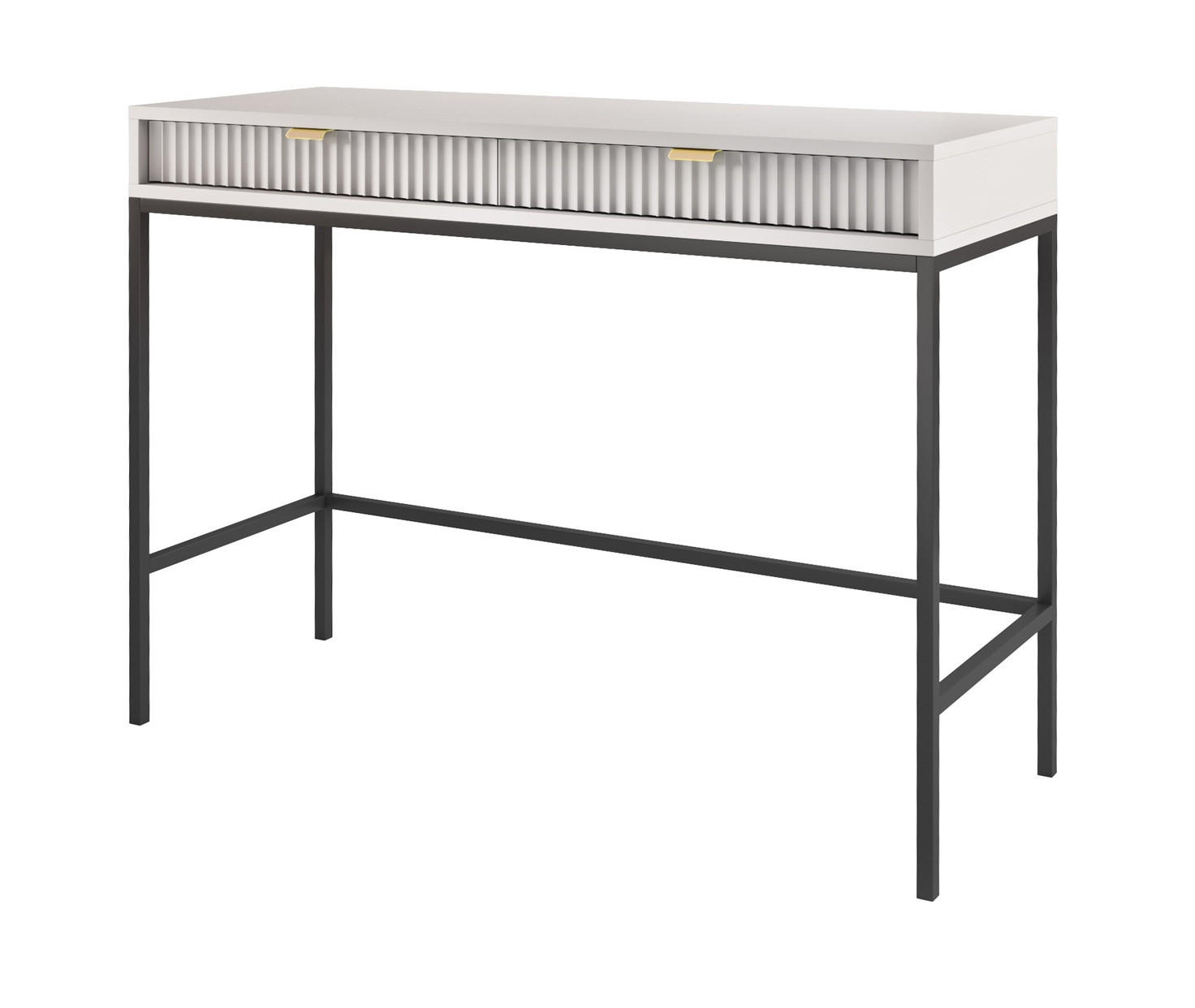 SCHMINKTISCH mit Schublade 104 cm Galla, Geriffelte Fronten, Grau + Schwarz - Schwarz/Grau, Holz (104/77/50cm) - Emporius