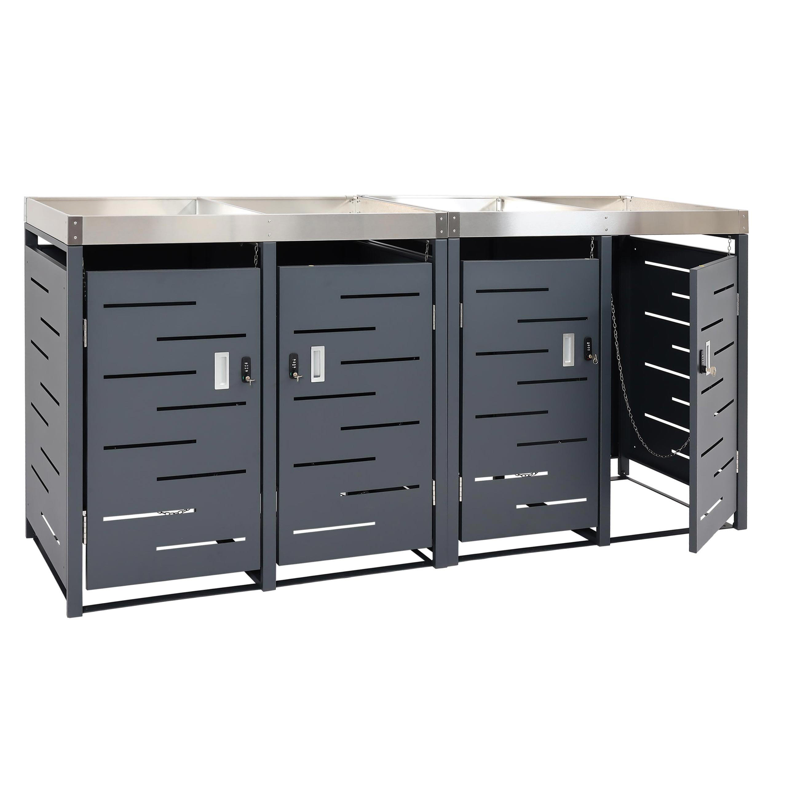 4ER-MÜLLTONNENVERKLEIDUNG H40B rechteckig Anthrazit - Anthrazit, Metall (230/110/62cm) - MCW