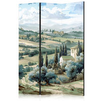 PARAVENT Einseitig Bedruckter 3-tlg 135x172 cm Toskanische Landschaft mit Zypressen - Multicolor, Holz/Textil (135/172/3cm) - Muralo