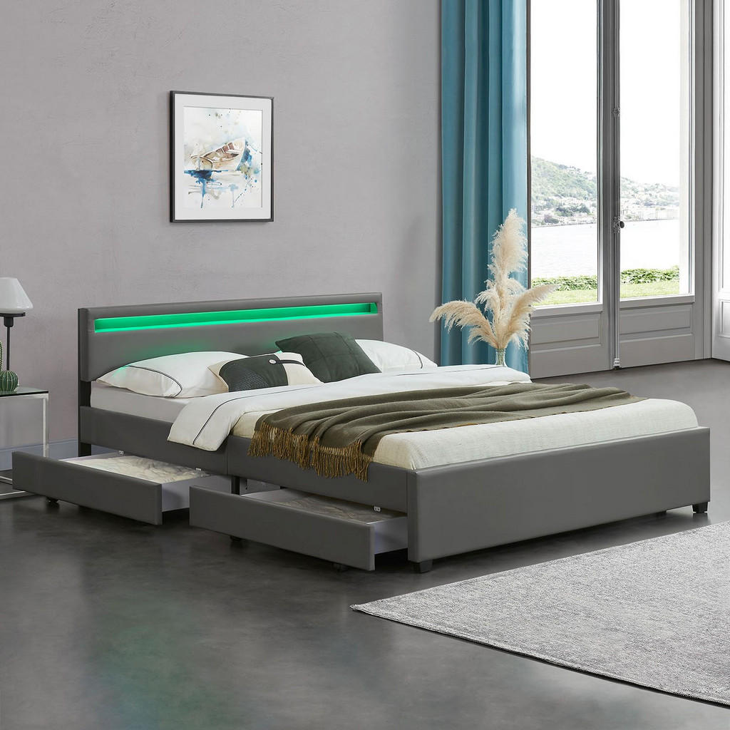 Thumbnail - Juskys Polsterbett, Grau, Textil, 180x200 cm, Schlafzimmer, Betten, Polsterbetten