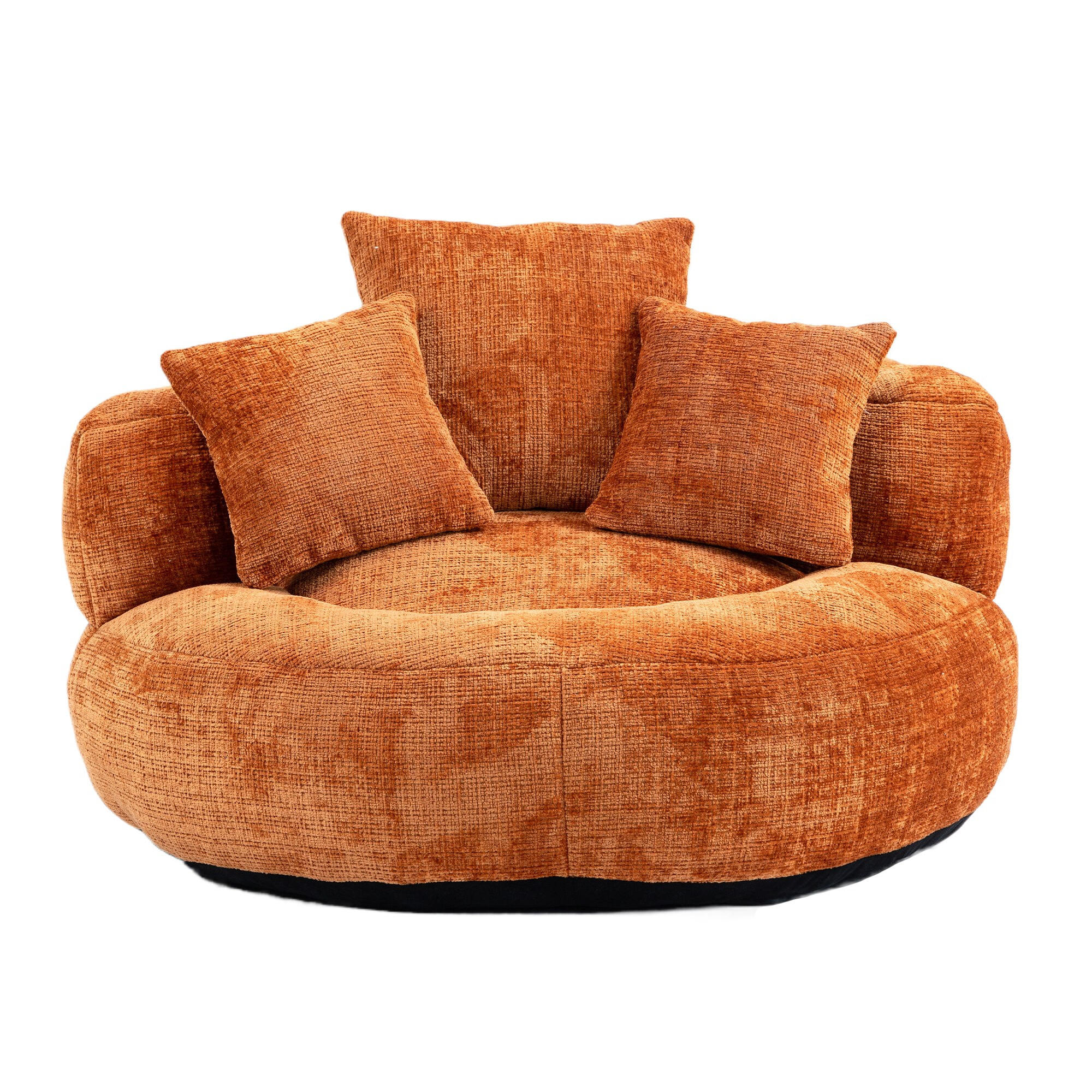 SITZSACK Chenille, Sofa mit 3 extra Kopfkissen,Chenille,Orange - Orange, Textil (108/52/108cm) - LVHOM