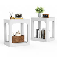 BEISTELLTISCH-SET DE-37279 2er-Set mit doppelstöckigem Stauraum Weiß - Weiß, Holzwerkstoff (50/40/60cm) - ComfortXL