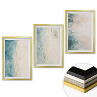 WANDBILDER 3er Set - 40x60 cm Goldrahmen - Minimalismus auf Aquarellleinwand - Goldfarben, Kunststoff (40/60cm) - ArtPrintCave