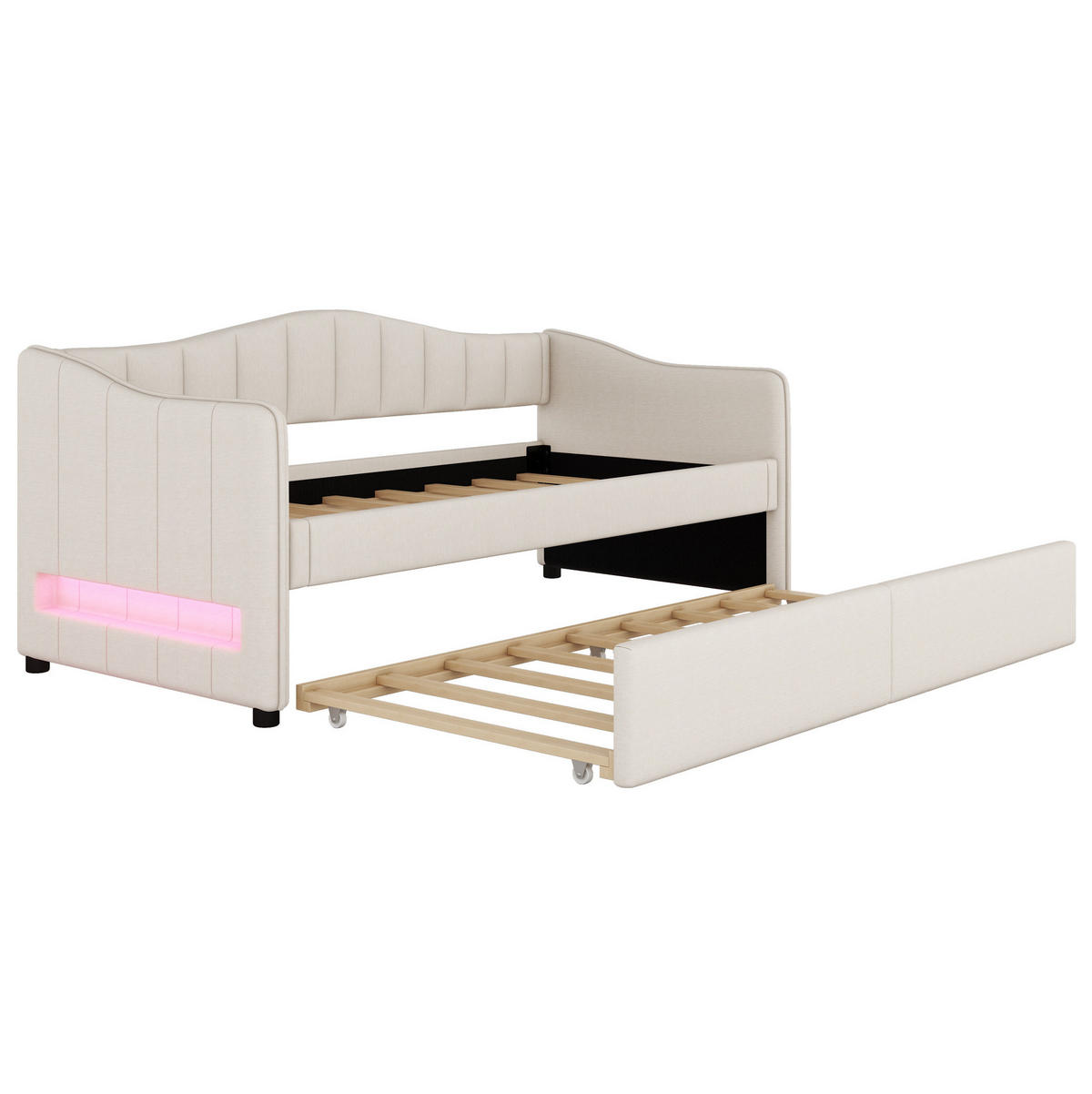 POLSTERBETT 90/190 cm aus PU mit USB-Ladefunktion LED und Stauraum Schwarz - Schwarz, Kunststoff (90/190cm) - Modenvie