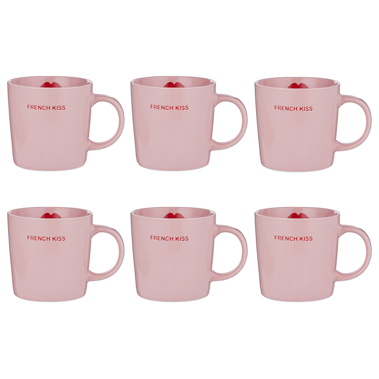 TASSE (6er-Set) Good Vibes French Kiss - Rosa, Keramik (0.4L) - Butlers