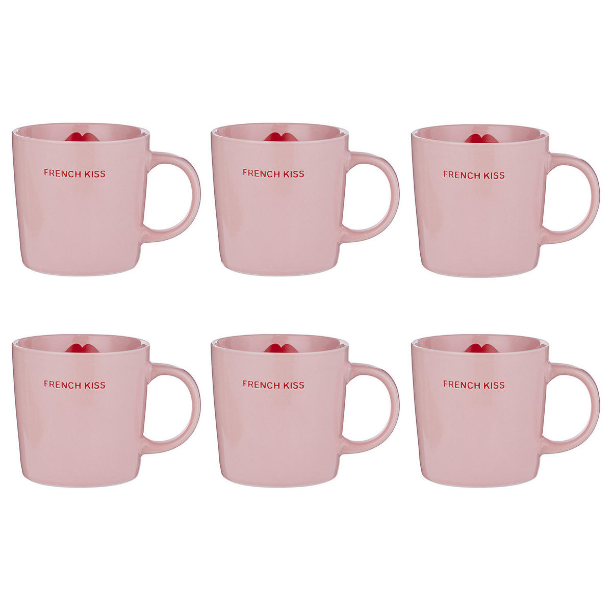 TASSE (6er-Set) Good Vibes French Kiss - Rosa, Keramik (0.4L) - Butlers