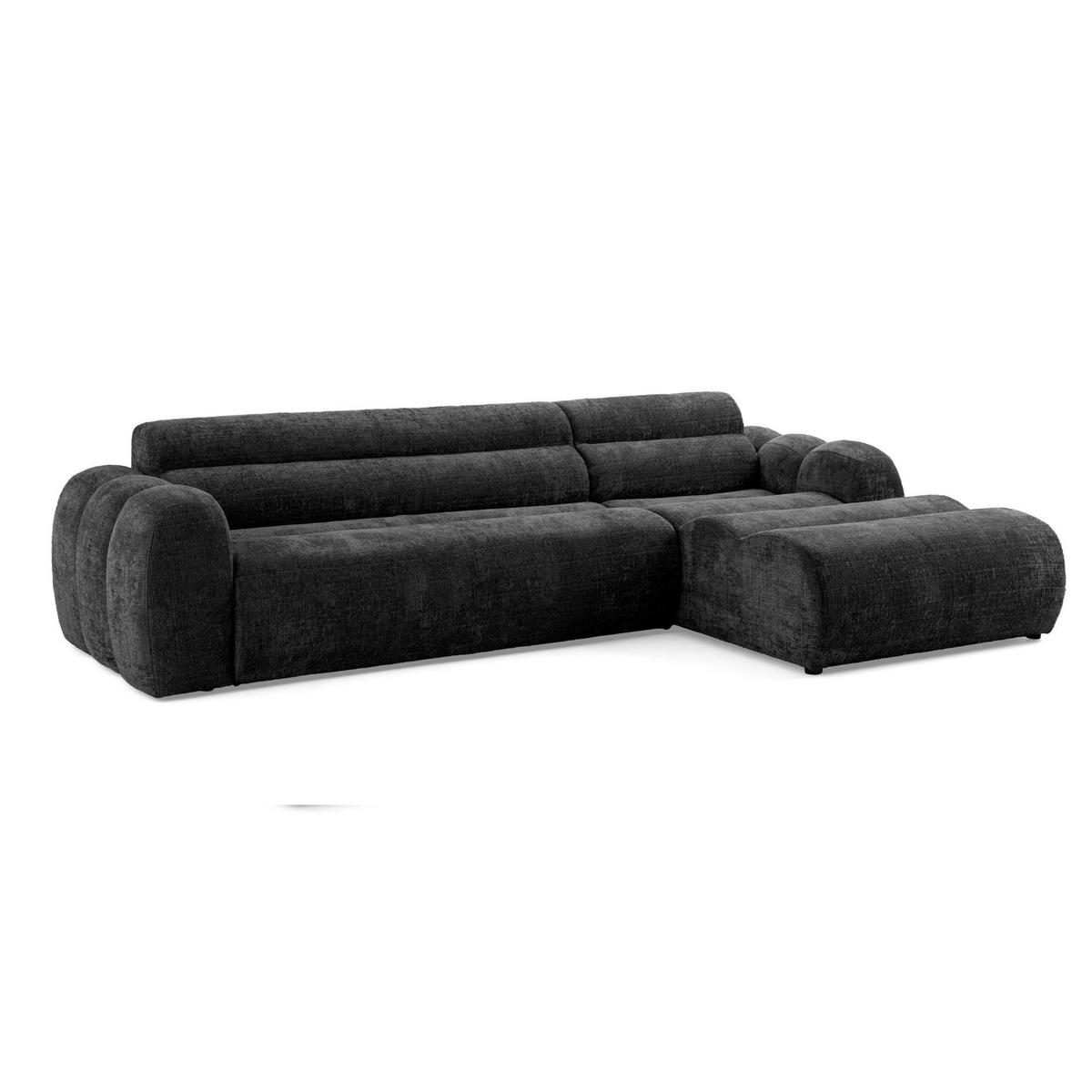 4-SITZER modulares Ecksofa VEER SET 1 Rechts, 298 x 175 cm, Chenille Webstoff Anthrazit - Anthrazit/Schwarz, Holz/Kunststoff (175/298cm) - Muffo