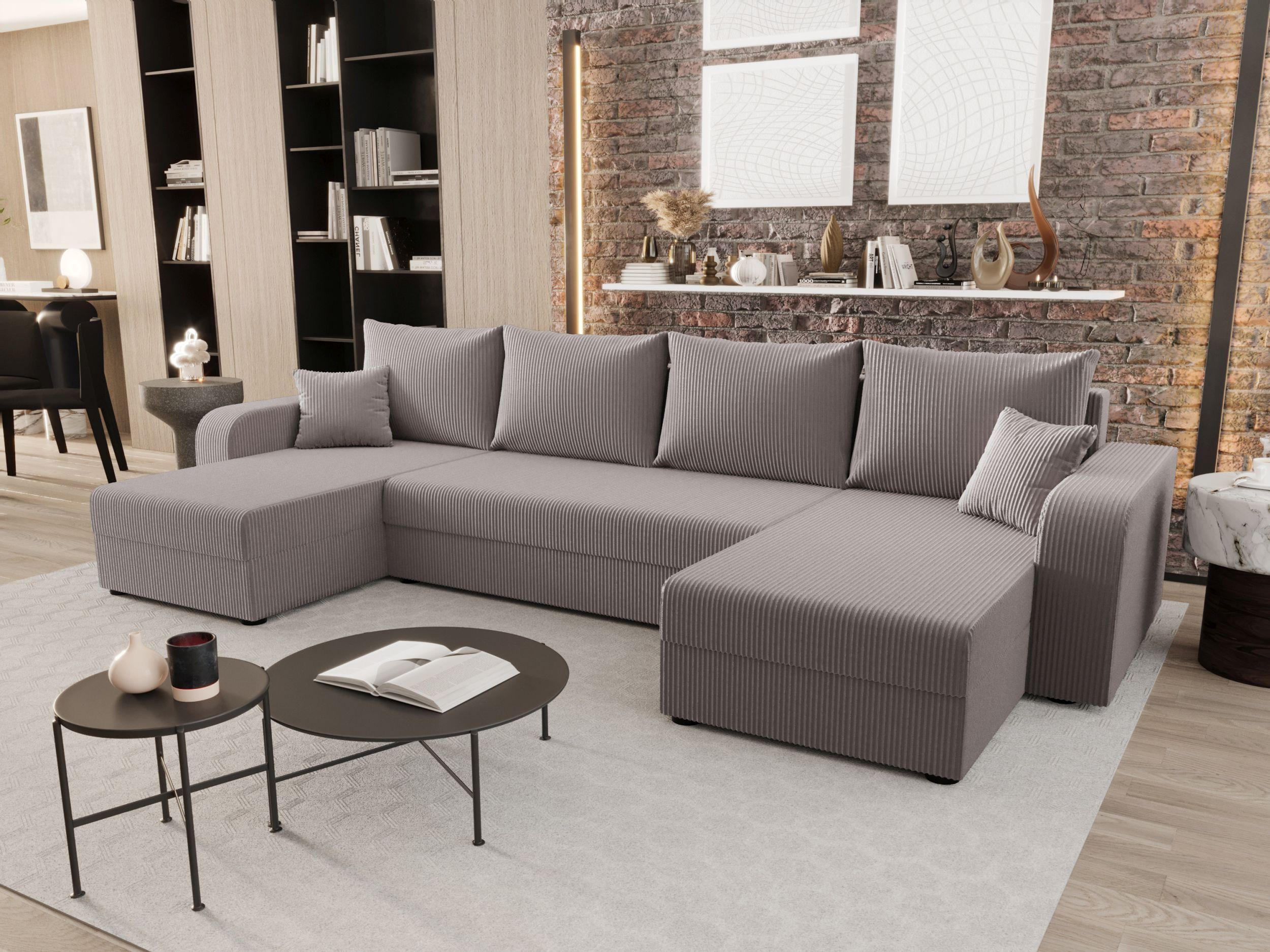 WOHNLANDSCHAFT HEWLET U BIS Zoom 19 mit Schlaffunktion - Grau, Textil (305/90/140cm) - Bedante