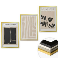 WANDBILDER 3er Set - 40x60 cm Goldrahmen - Abstrakte Pflanzenformen - Goldfarben, Kunststoff (40/60cm) - ArtPrintCave