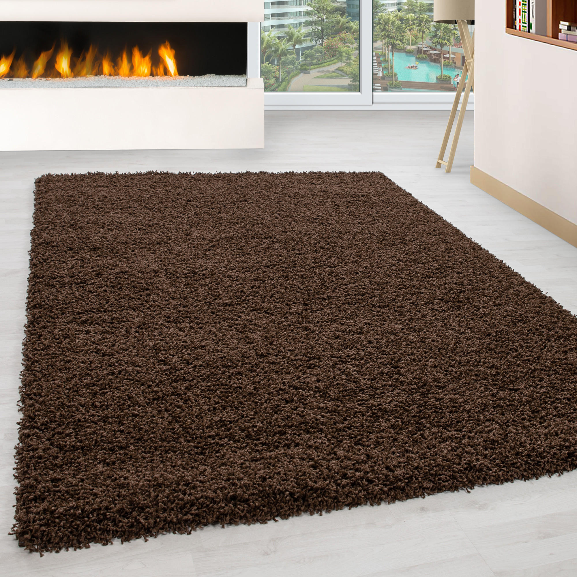 TEPPICH Hochflor Unifarben Polypropylen Wohnzimmer Shaggy Braun Rechteckig 160x230 - Braun, Textil (160/230cm) - KADIMA DESIGN