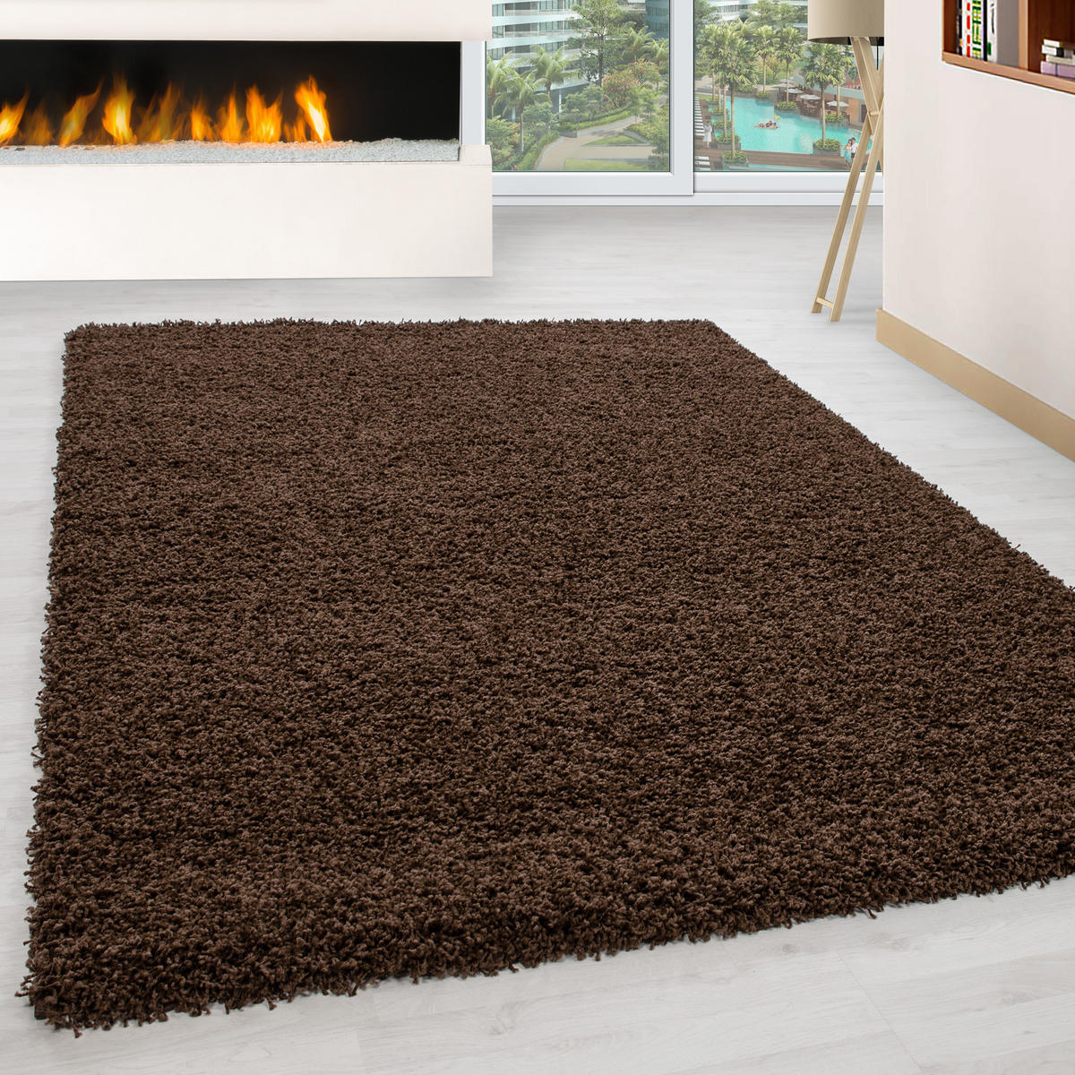 TEPPICH Hochflor Unifarben Polypropylen Wohnzimmer Shaggy Braun Rechteckig 160x230 - Braun, Textil (160/230cm) - KADIMA DESIGN