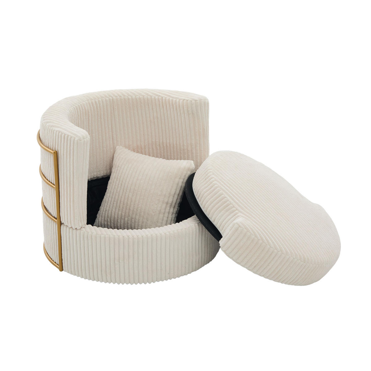 SESSEL DE-33906 360° drehbar mit Stauraum Beige - Beige, Metall (76/78/79cm) - ComfortXL