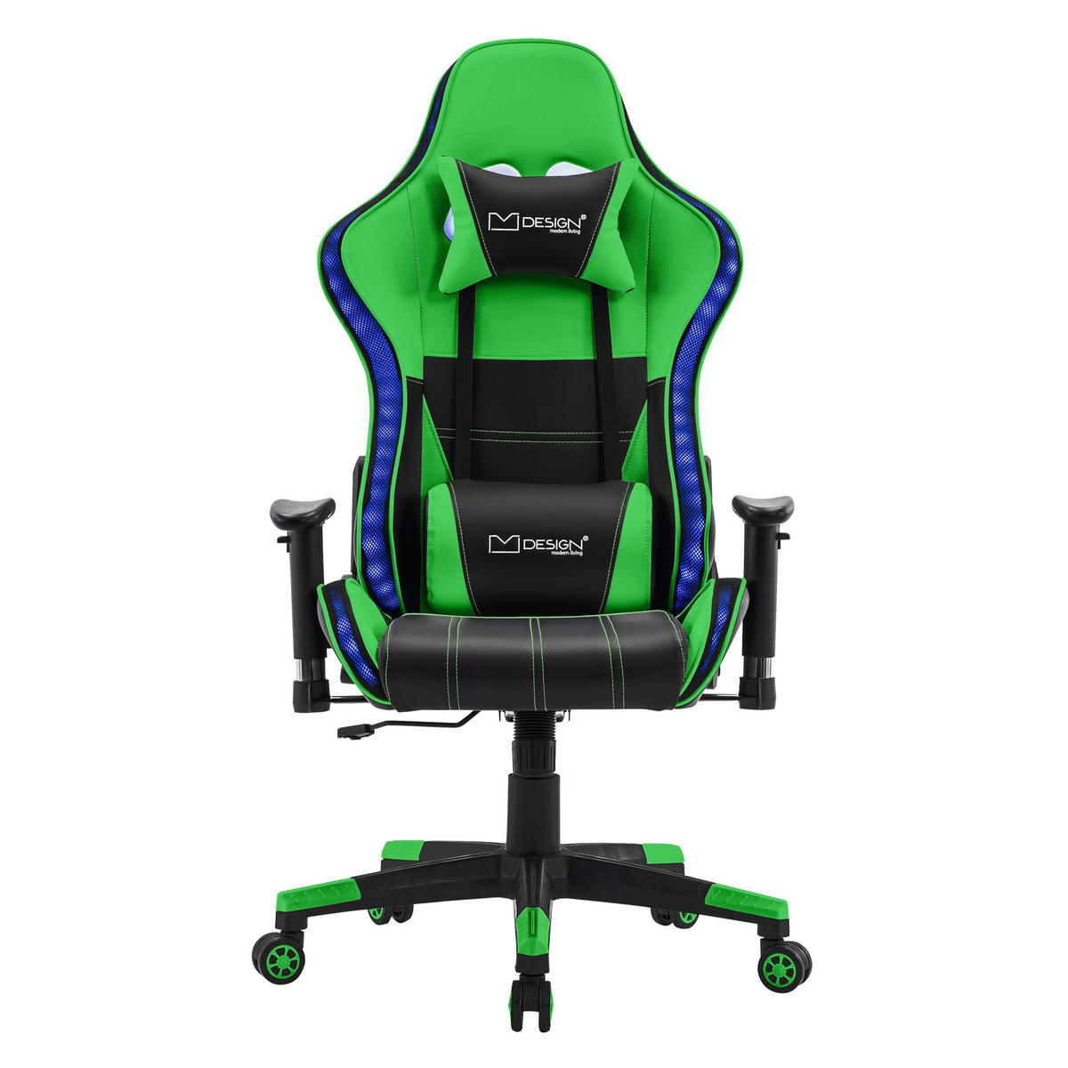 GAMING-STUHL Schwarz-Grün - Grün, Metall (68/132/66cm) - ML-DESIGN