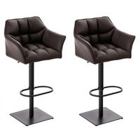 BARHOCKER 2er Set Lederlook Braun - Schwarz/Braun, Textil/Metall (64/88/45cm) - CLP