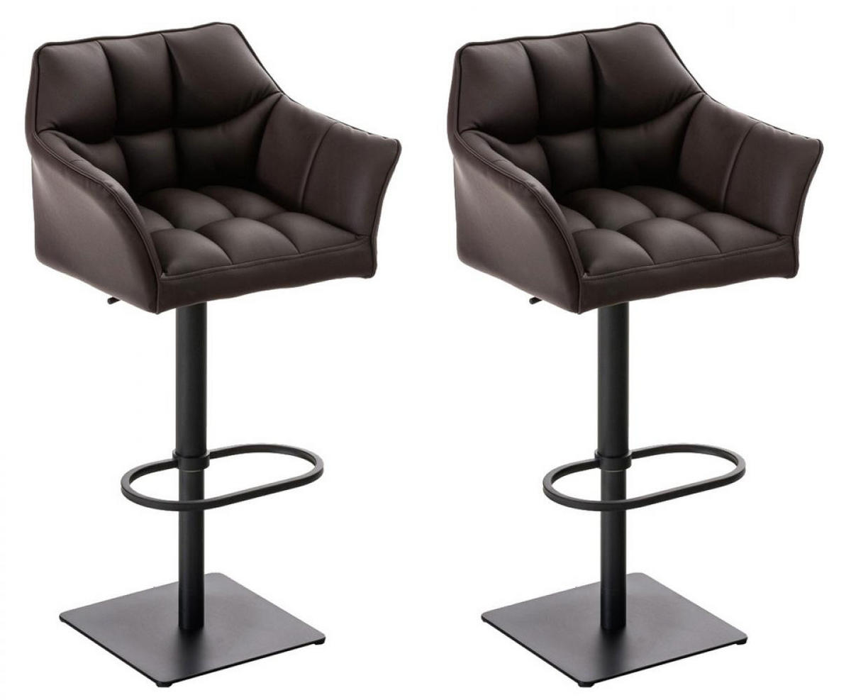 BARHOCKER 2er Set Lederlook Braun - Schwarz/Braun, Textil/Metall (64/88/45cm) - CLP