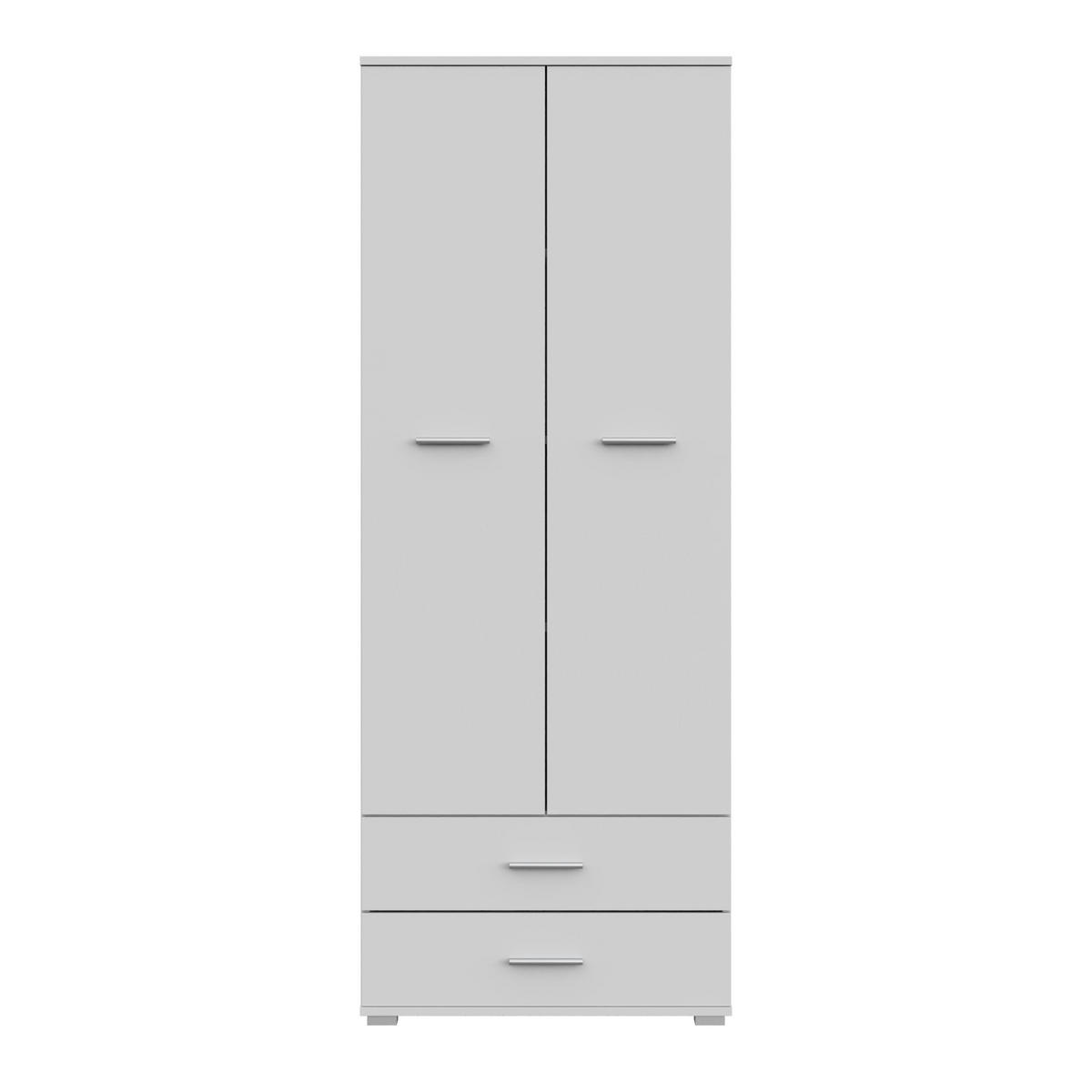 HOCHSCHRANK FAUSKE SZF4-2D2S Schubladen Weiß - Silberfarben/Weiß, Holzwerkstoff/Kunststoff (69/180/36cm) - Komodee