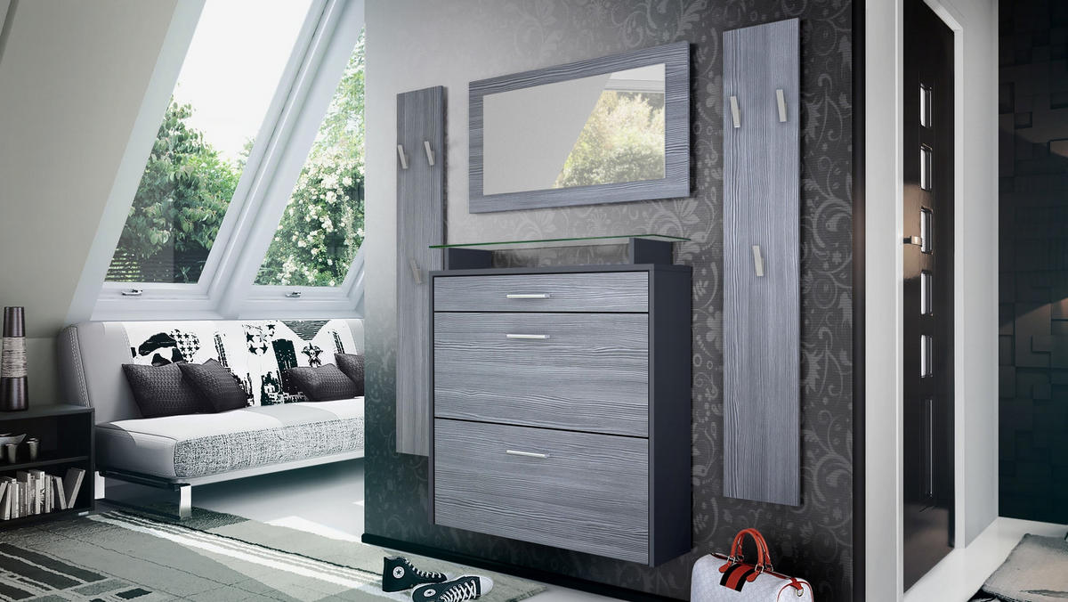 GARDEROBE Malea Fronten in Avola-Anthrazit - Anthrazit, Holzwerkstoff (180/180/23cm) - Vladon