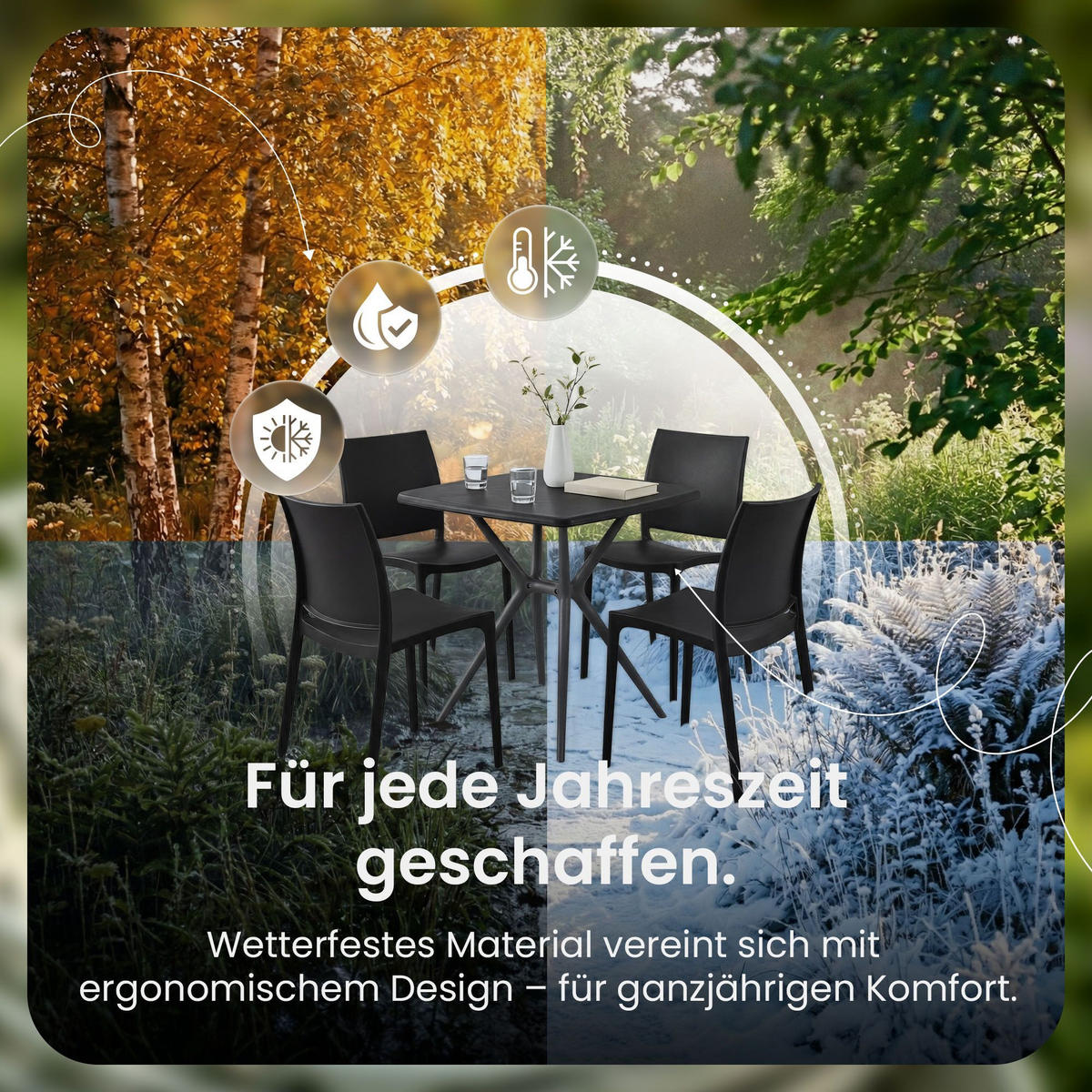 GARTENSITZGRUPPE 4 Kunststoff Schwarz - Schwarz, Kunststoff - CLP