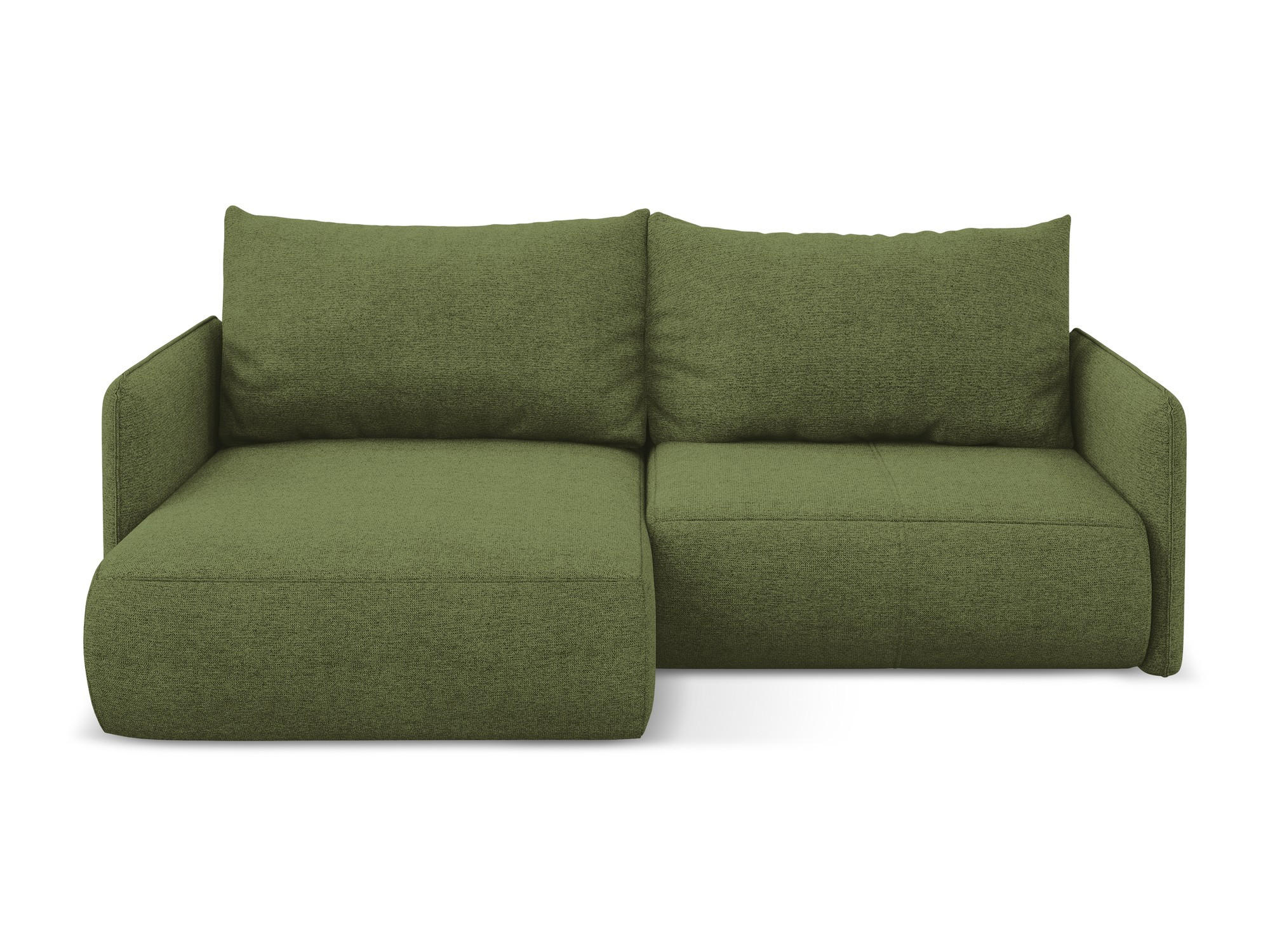 ECKSOFA mit Schlaffunktion Chenille Stoff Grün - Dunkelgrün/Schwarz, Kunststoff/Textil (148/207cm) - Makamii