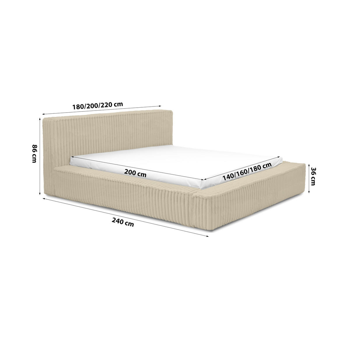 POLSTERBETT Doppelbett Burren 140x200 cm Dunkelbeige - Braun, Textil (140/200cm) - Meblito