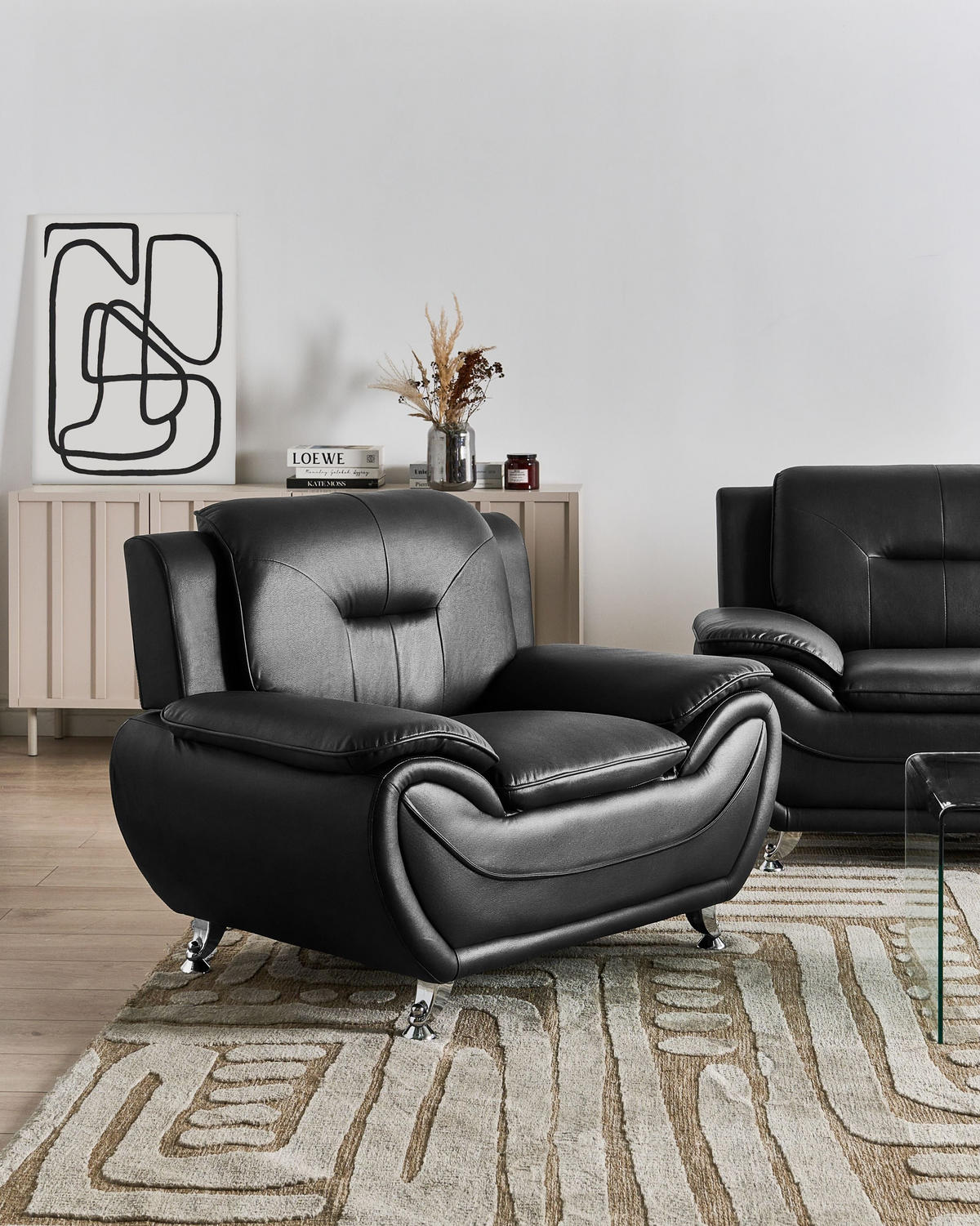 FOTOLIU piele ecologică negru Leira - negru, material plastic (111/86/78cm) - Beliani