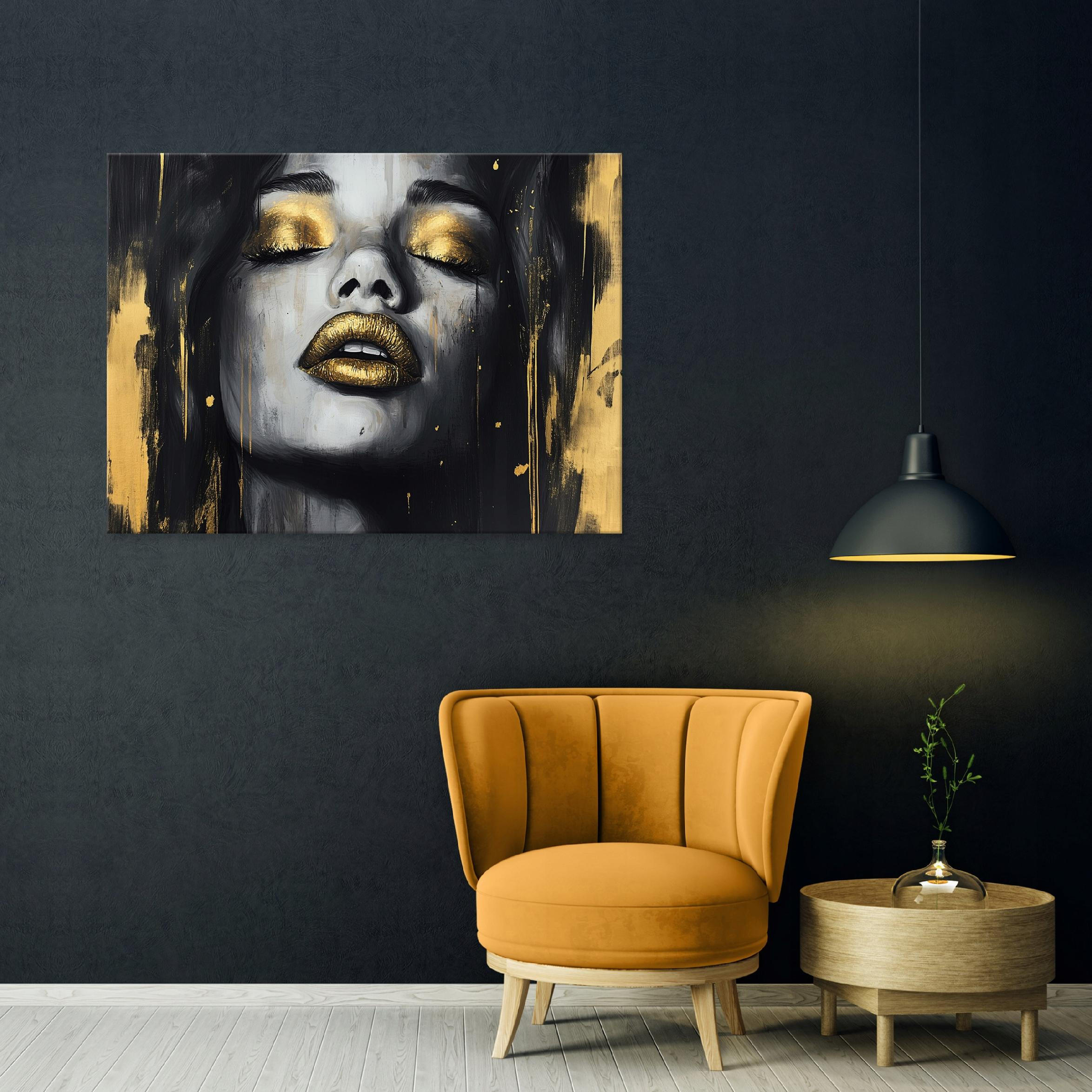 LEINWANDBILD Abstrakt Frau Schwarz Modern groß 100x70 - Multicolor, Holzwerkstoff (100/70cm) - Wallarena