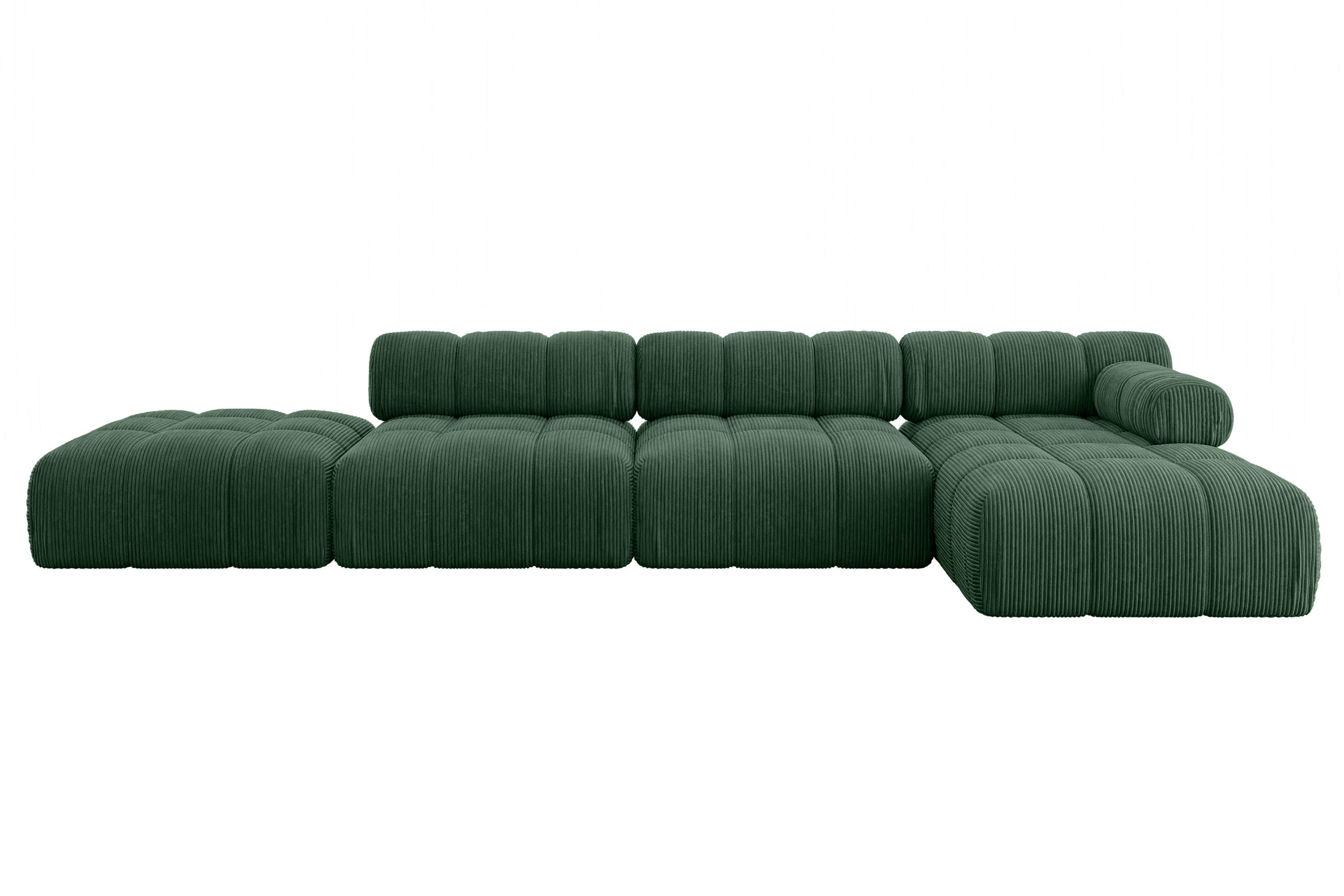 ECKSOFA modulares Sofa Lizur-L2 - 380x160x70 cm Grün Cord - Grün, Holzwerkstoff/Textil (380/160cm) - ALTDECOR