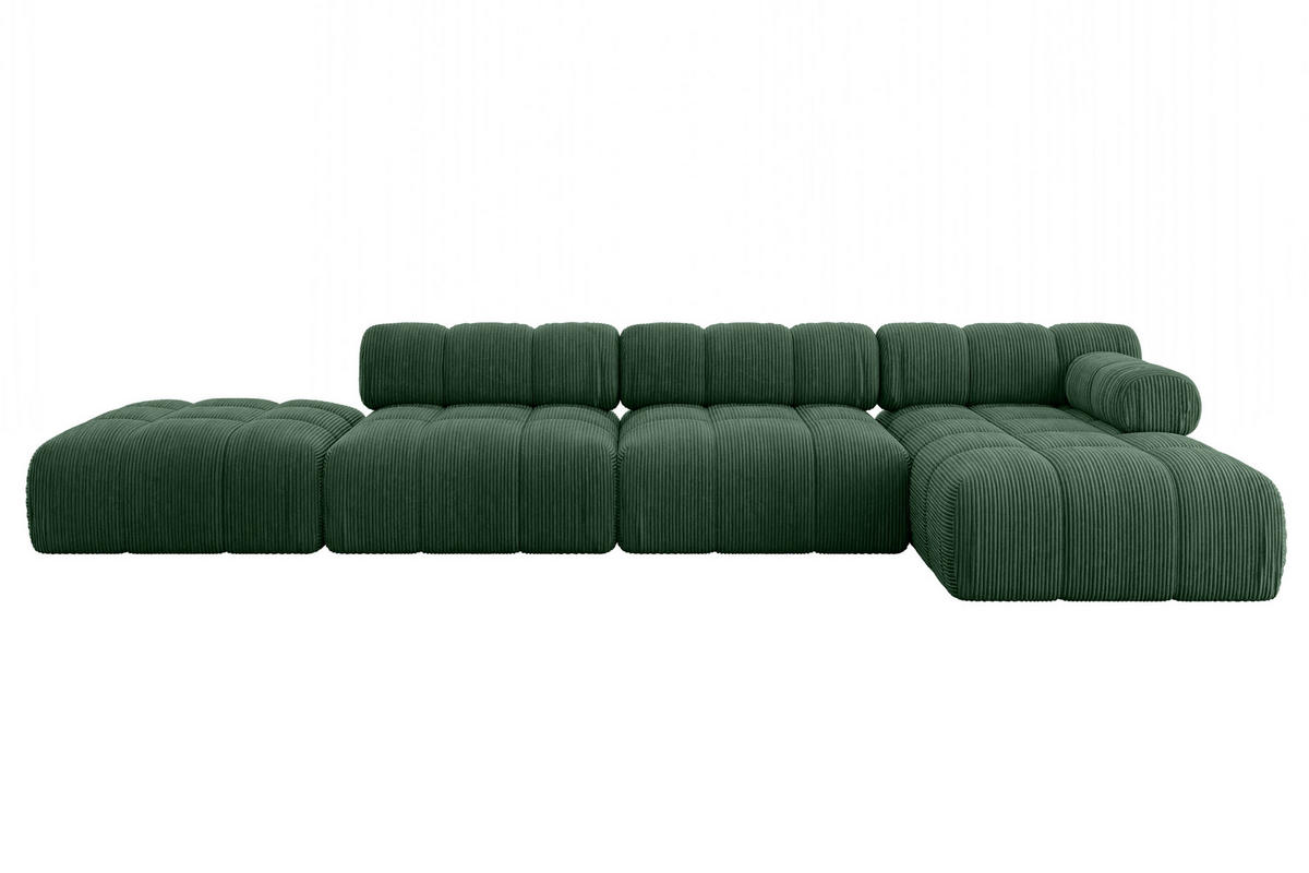 ECKSOFA modulares Sofa Lizur-L2 - 380x160x70 cm Grün Cord - Grün, Holzwerkstoff/Textil (380/160cm) - ALTDECOR