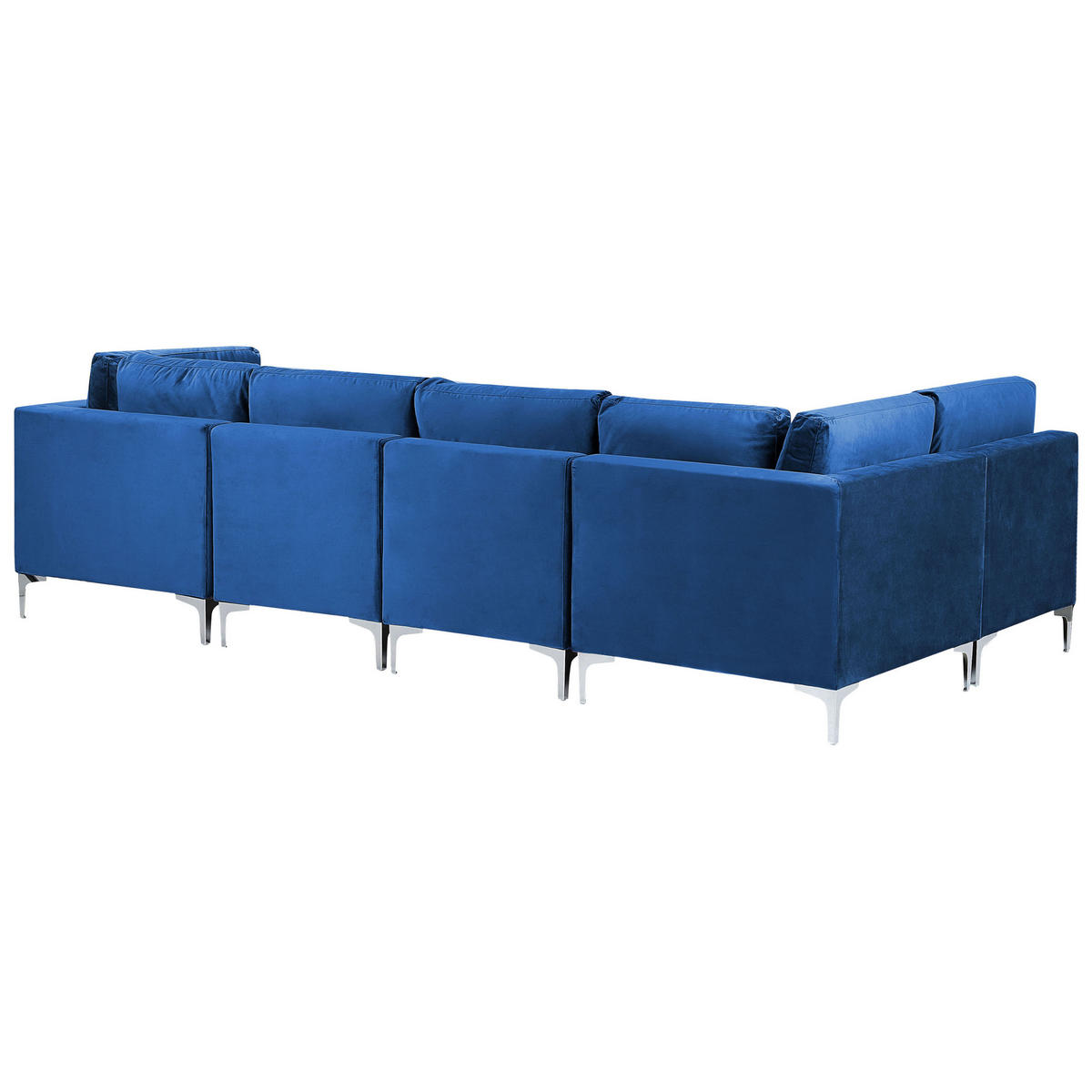 6-SITZER WOHNLANDSCHAFT U-förmig Samtstoff marineblau Evja - Blau, Textil (300/84/150cm) - Beliani