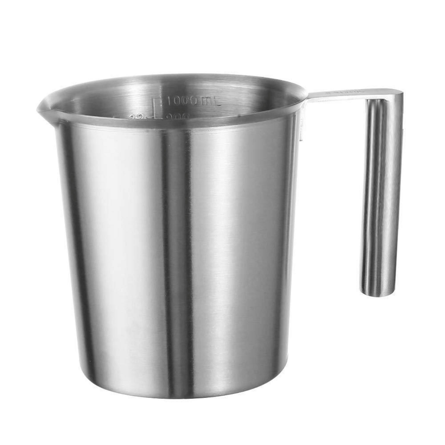 MESSBECHER Edelstahl 1000ml mit Maßzahlen - Silberfarben, Metall (1L)