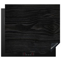 HERDABDECKPLATTE Schwarz - Holzoptik 57x51 cm - Schwarz, Kunststoff (57.6/0.2/51.6cm) - MuchoWow