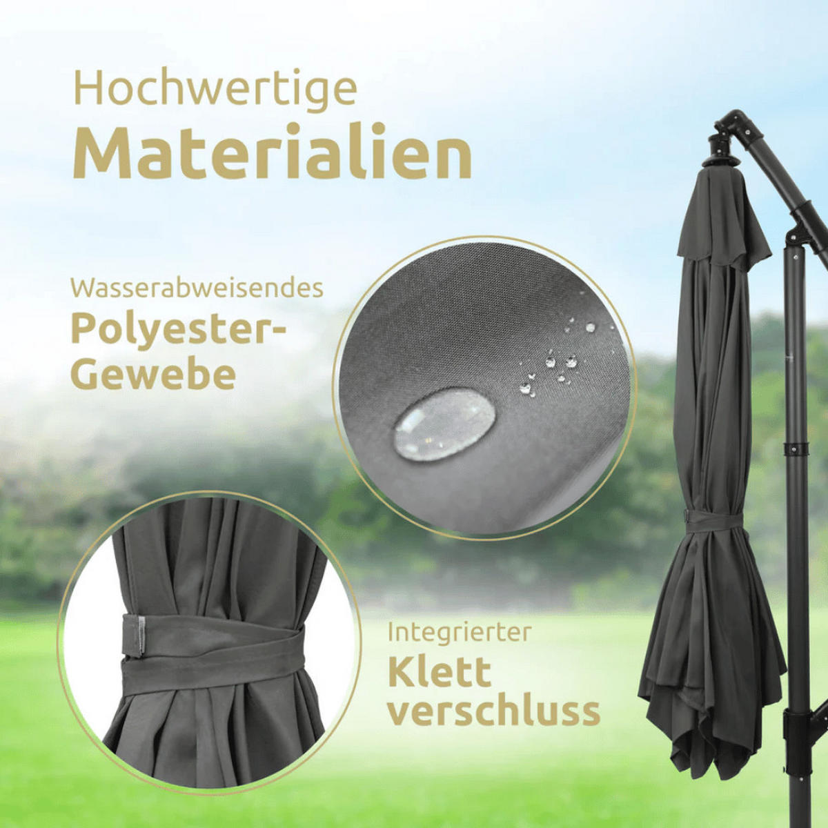 AMPELSCHIRM 270cm Wetterfest EMCO Sonnenschirm Anthrazit - Anthrazit, Kunststoff (270/270cm) - DELUKE