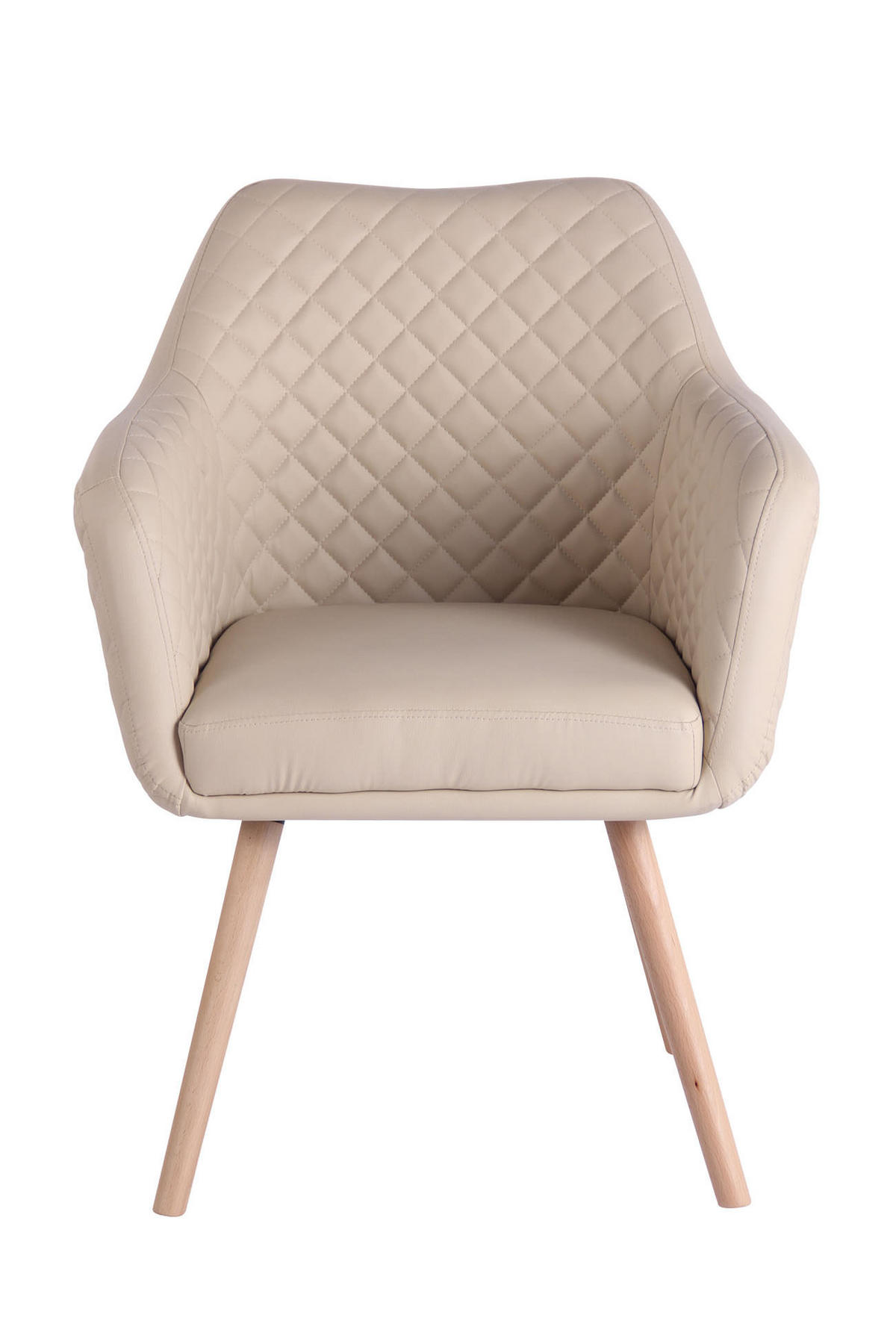 ARMLEHNENSTUHL Lederlook Creme - Eukalyptusholzfarben/Creme, Holz/Textil (63/84/61cm) - CLP