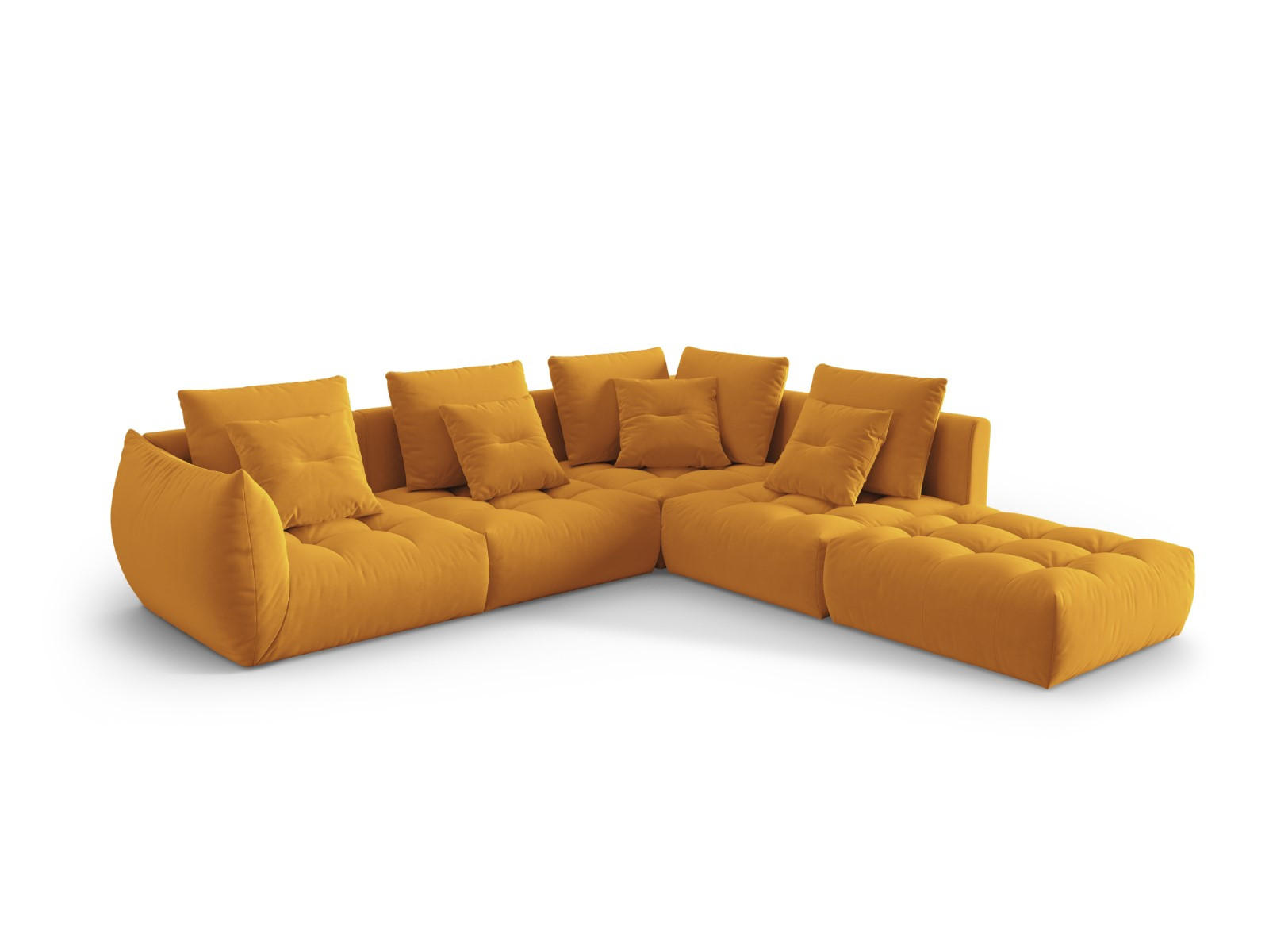 ECKSOFA modular rechts Bloom aus Samt gelb 4 Sitzplätze - Gelb, Textil (310/316cm) - Micadoni