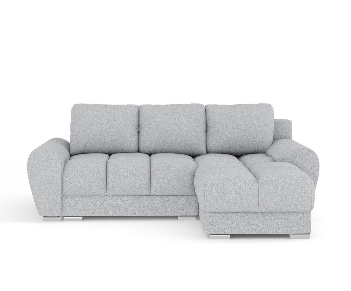 ECKSOFA MIT SCHLAFFUNKTION Peebles Hellgrau Webstoff - Chromfarben/Hellgrau, Holz/Holzwerkstoff (256/175cm) - Maison de Reve