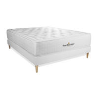BETT Buckingham Memory-Schaum 140 x 220 cm h1 - Kit Bettgestell Weiß - Beige/Weiß, Holz (140/220cm) - ROYAL PALACE BEDDING