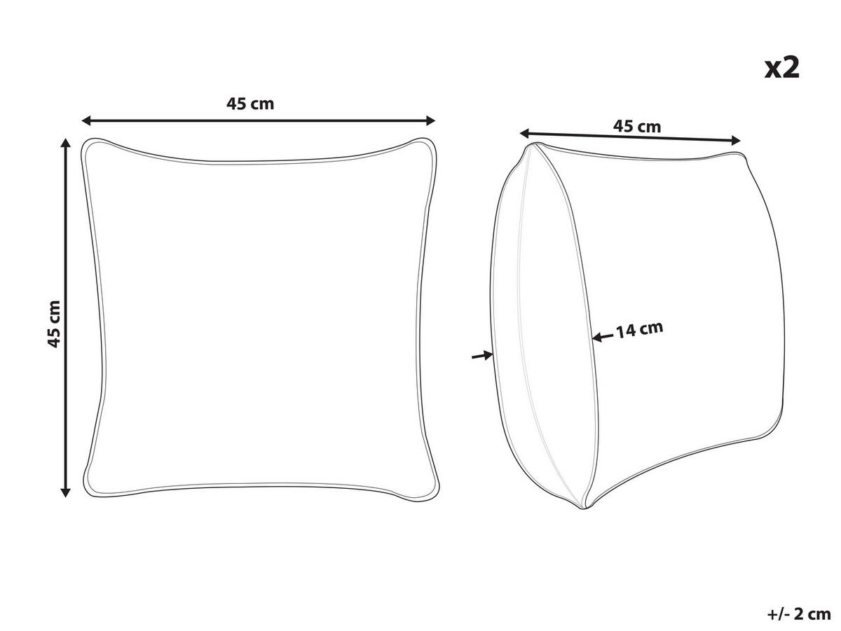 DEKOKISSEN 2er-Set Burgunderrot 45/45 cm Pilea - Weinrot, Textil (45/45cm) - Beliani