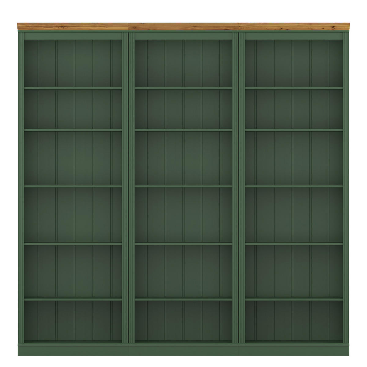MASSIVE REGALWAND - Massivholz - Waldgrün/Kieferfarben, Holz (222/223/37cm) - home24