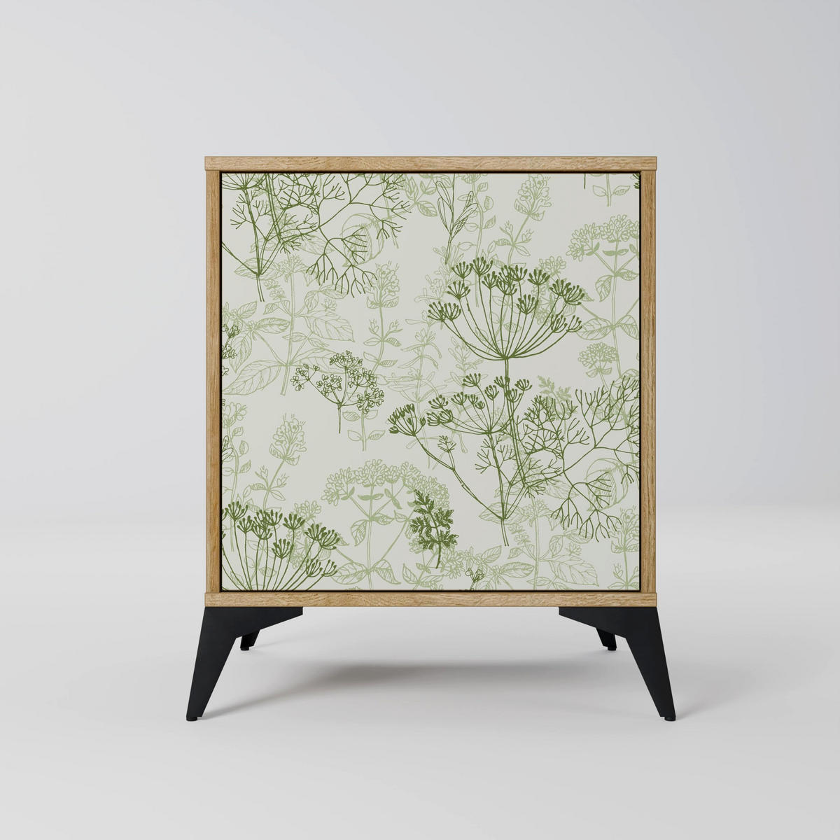 SIDEBOARD FENNEL BALDACHIN, Eichefarben, 57,5x42x75,5 cm, Goldfarbene Metallfüße - Eichefarben/Goldfarben, Holzwerkstoff/Metall (57.5/75.5/42cm) - SpaceRebels