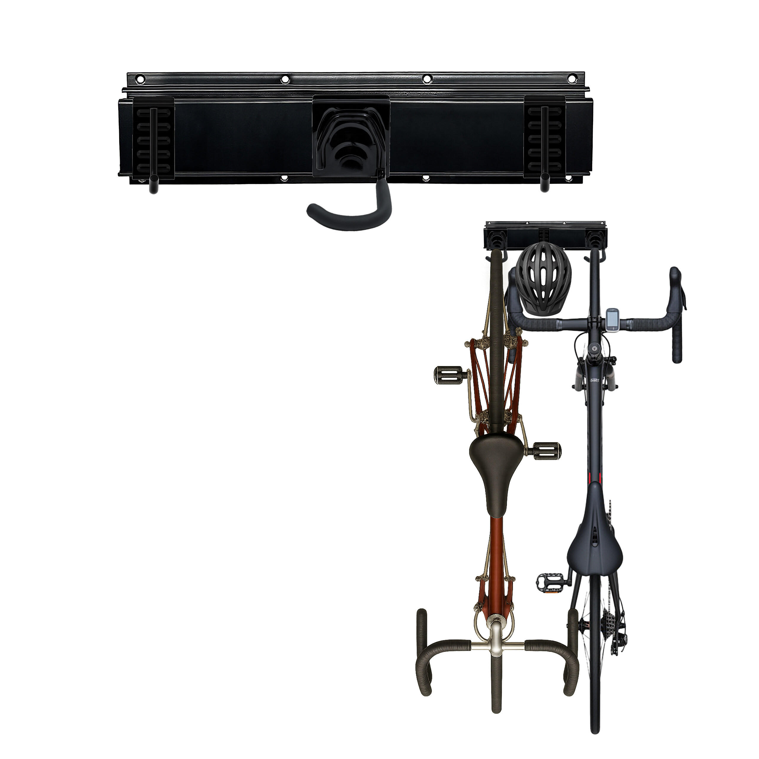 FAHRRAD-WANDHALTERUNG - Schwarz, Kunststoff/Metall (40.5/10/1.5cm) - Relaxdays