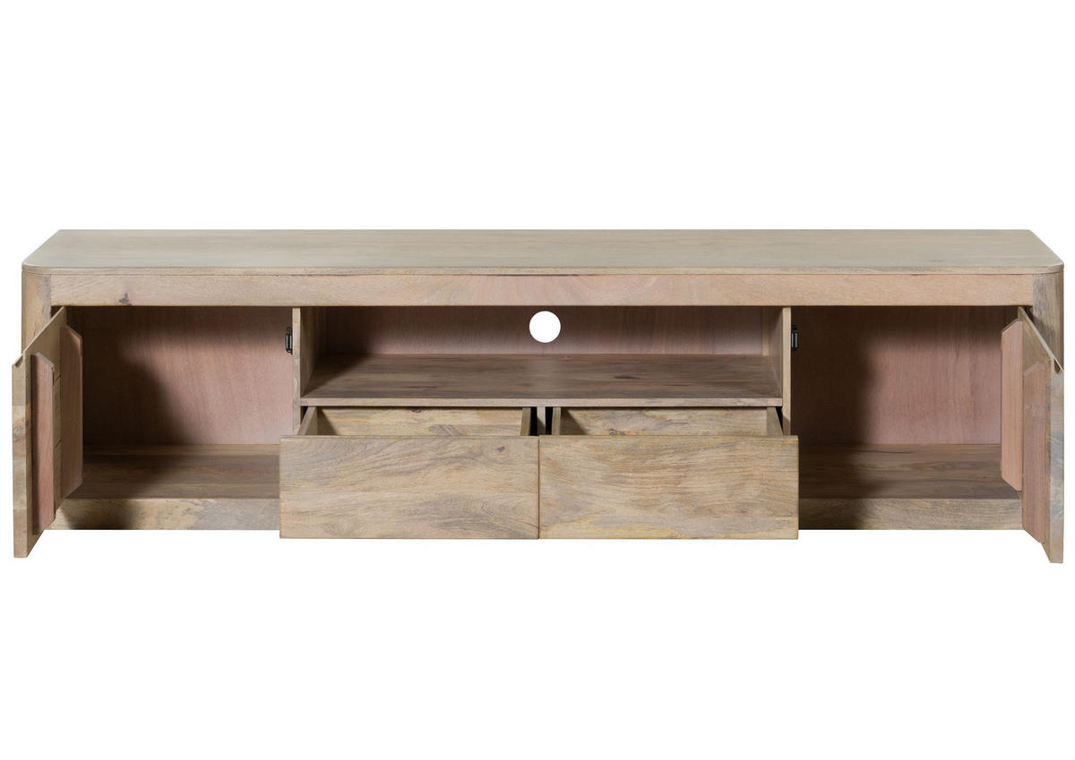 TV-BOARD Mango 200x45x50 weiß lackiert TORONTO #351 - Weiß, Holz (200/50/45cm) - Massivmoebel24