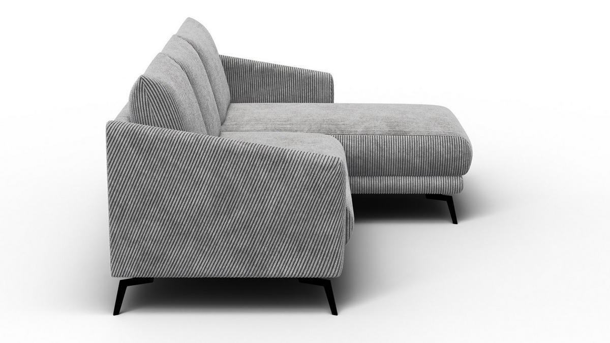 ECKSOFA VILT 3-Sitzer, hellgrau - Hellgrau/Schwarz, Holzwerkstoff/Textil (221/156cm) - Courtois Laville