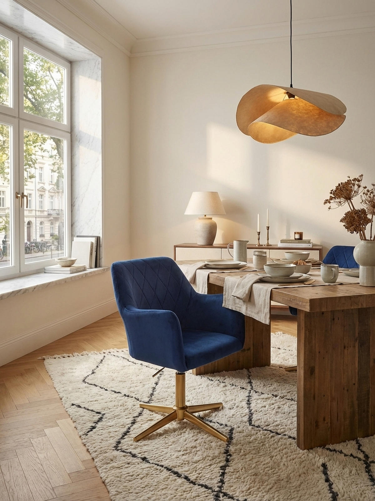 DREHSTUHL Samt mit Armlehnen Eisengestell 360° Funktion, Blau 97x55x55 cm - Blau/Goldfarben, Textil/Metall (97/55/55cm) - KADIMA DESIGN