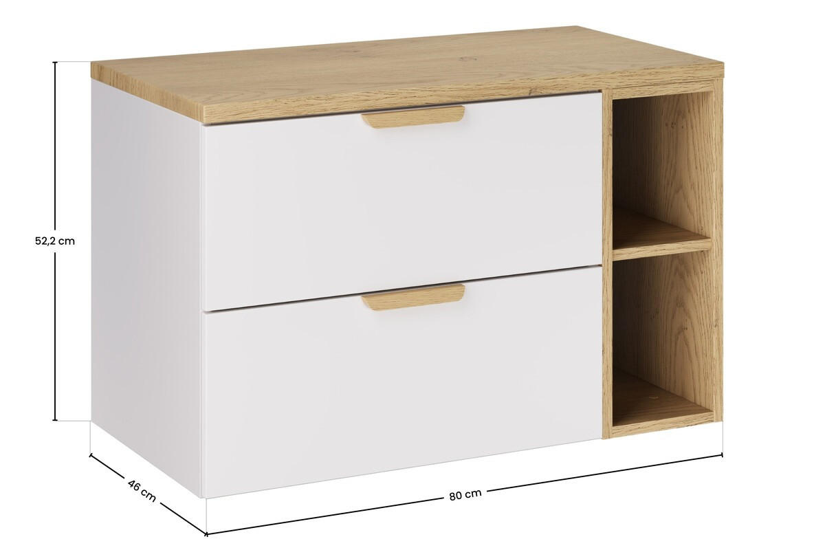 WASCHBECKENUNTERSCHRANK 80 cm 3 Teile - Aster White A BM427 in Weiß/Matt - Weiß, Holz (80/50/46cm)