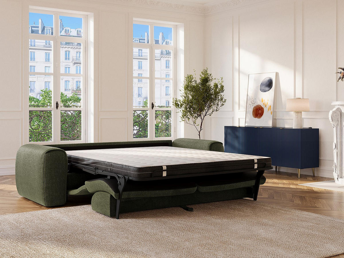 SCHLAFSOFA - 4 Personen - Stoff - Khaki - - Schlammfarben, Textil (236/73/100cm) - Vente-Unique