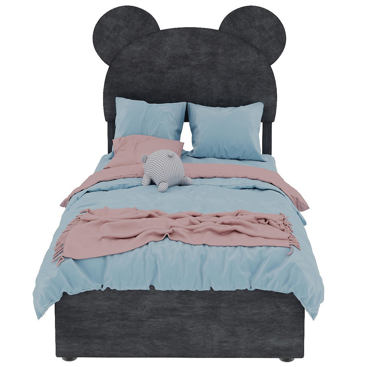 POLSTERBETT 90/200 cm grau aus Stoff und Metall mit Stauraum - Grau, Textil (90/200cm) - OKWISH