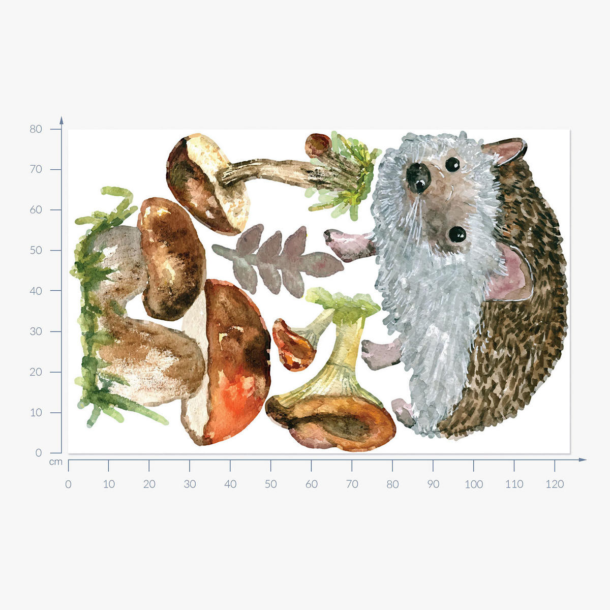 WANDAUFKLEBER 80x124cm - Waldigel - Multicolor, Kunststoff (80/124/0.1cm) - Wallfluent